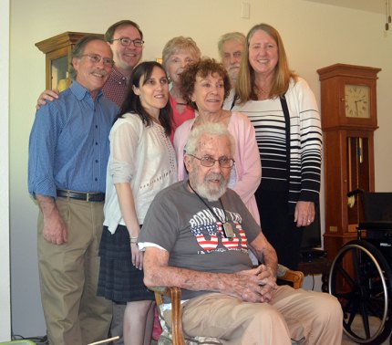 Hanford's venerable Jack Schwartz celebrates his 103rd birthday with friends and family Joining Schwartz for his birthday are family and friends. Pictured is his son Jack Schwartz Jr. and wife Diane Waters-Schwartz, grandson Michael Schwartz, Lenore Saks, a cousin, Colin and Carol Cox, Amanda Cox, and a niece, Carol Cox.